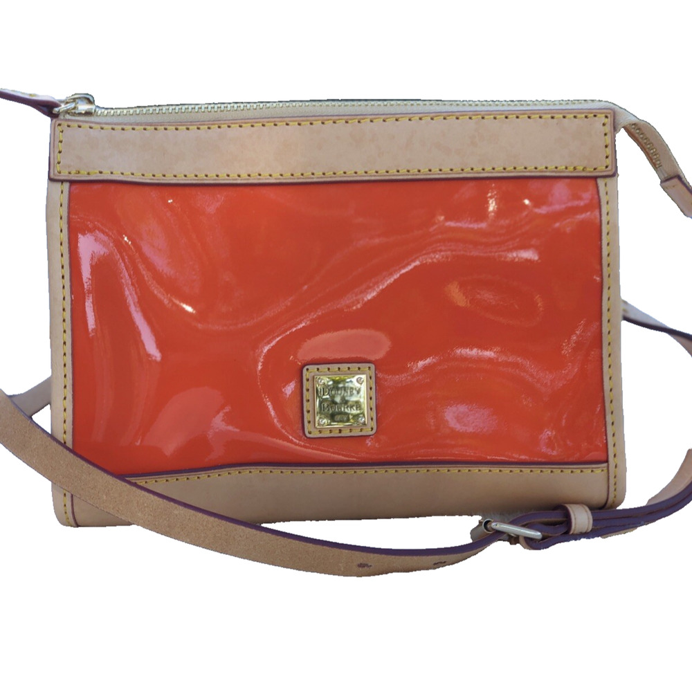 Dooney‎ And Bourke Patent Leather Crossbody Bag Orange A394698